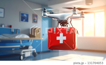 医療品の配送をするドローン AI生成素材 医療品の配送をするドローン AI生成素材 131704853