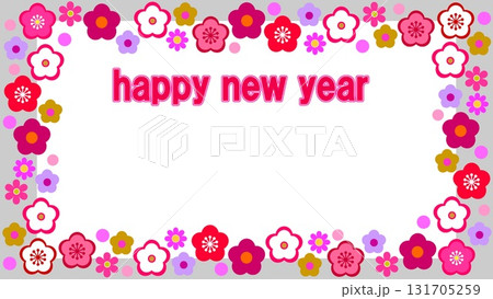 ハッピーニューイヤー happy new year フレーム ホワイトスペース 梅の花 ハッピーニューイヤー happy new year フレーム ホワイトスペース 梅の花 131705259