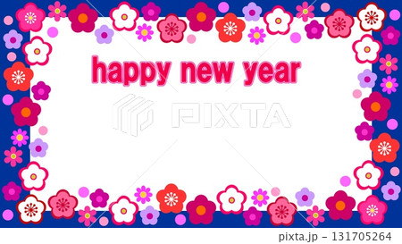 ハッピーニューイヤー happy new year フレーム ホワイトスペース 梅の花 ハッピーニューイヤー happy new year フレーム ホワイトスペース 梅の花 131705264