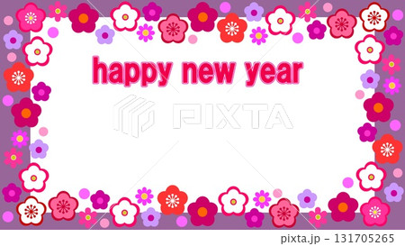 ハッピーニューイヤー happy new year フレーム ホワイトスペース 梅の花 ハッピーニューイヤー happy new year フレーム ホワイトスペース 梅の花 131705265