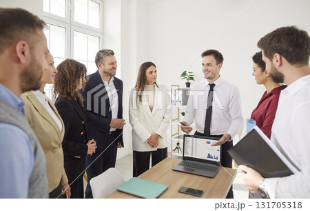 Laptop presentation to analyze business statistics, showing at screen, presentation Laptop presentation to analyze business statistics, showing at screen, presentation 131705318