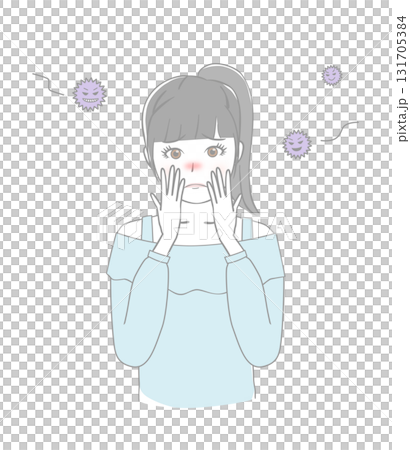 Girl suffering from virus Girl suffering from virus 131705384