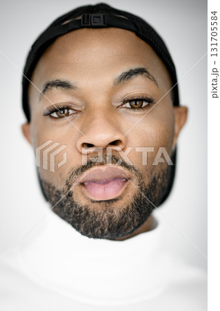 Portrait of black fashion American wearing great looking clothes 131705584