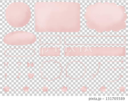 Watercolor: Pink hand-painted frame and decoration set Watercolor: Pink hand-painted frame and decoration set 131705589