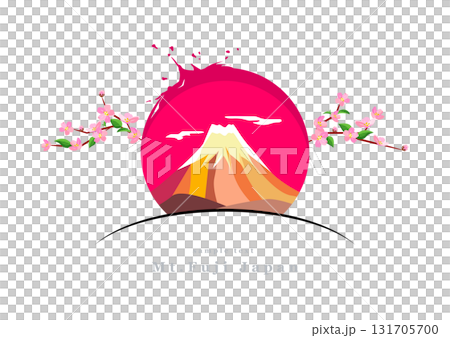 Mount Fuji and Cherry Blossoms | Modern Art Series Depicting Images of Japan | Welcome to Japan 131705700