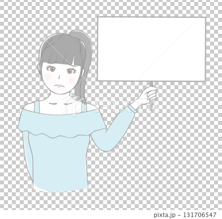 Girl holding a board 131706547