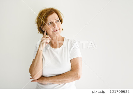 Senior casual woman style portrait, studio shot, isolated on white background 131706622
