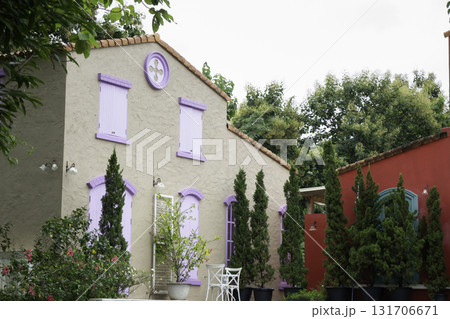 Exterior and interior of cafe restaurant 131706671