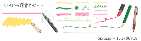 カラフルでかわいい線とマーカー・クレヨン・鉛筆のセット カラフルでかわいい線とマーカー・クレヨン・鉛筆のセット 131706719