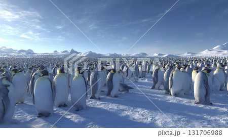 Colony of emperor penguins. AI-generated item 131706988