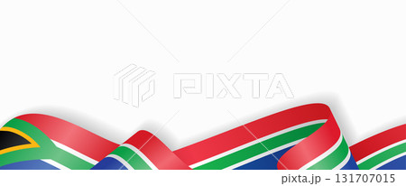 South African flag stylized wavy ribbon abstract background. Vector illustration. 131707015