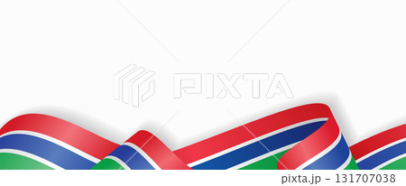 Gambian flag stylized wavy ribbon abstract background. Vector illustration. Gambian flag stylized wavy ribbon abstract background. Vector illustration. 131707038