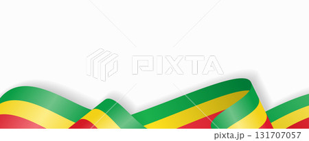 Malian flag stylized wavy ribbon abstract background. Vector illustration. 131707057