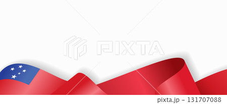 Samoan flag stylized wavy ribbon abstract background. Vector illustration. Samoan flag stylized wavy ribbon abstract background. Vector illustration. 131707088