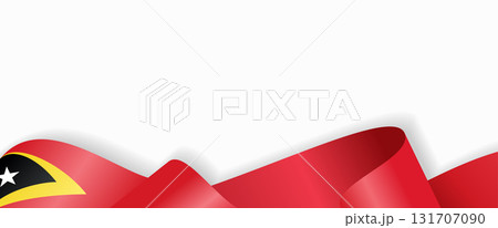 East Timor flag stylized wavy ribbon abstract background. Vector illustration. 131707090