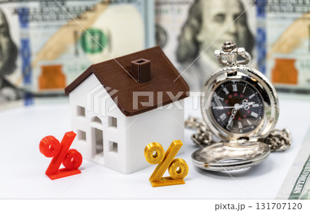 Concept: over time, real estate becomes more expensive and mortgage interest rises Concept: over time, real estate becomes more expensive and mortgage interest rises 131707120