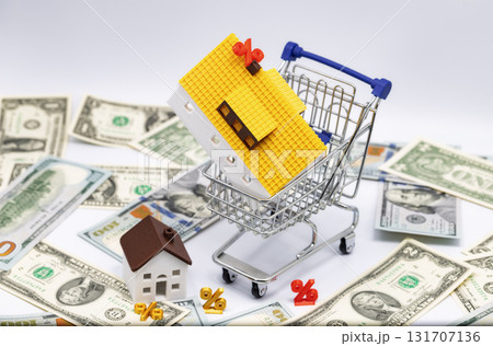 Concept: Buying a new property using a loan and mortgage Concept: Buying a new property using a loan and mortgage 131707136