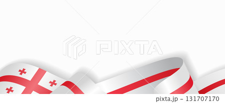 Georgian flag stylized wavy ribbon abstract background. Vector illustration. Georgian flag stylized wavy ribbon abstract background. Vector illustration. 131707170