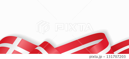 Danish flag stylized wavy ribbon abstract background. Vector illustration. 131707203