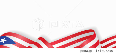 Puerto Rican flag stylized wavy ribbon abstract background. Vector illustration. 131707230