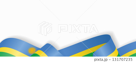 Rwandan flag stylized wavy ribbon abstract background. Vector illustration. 131707235