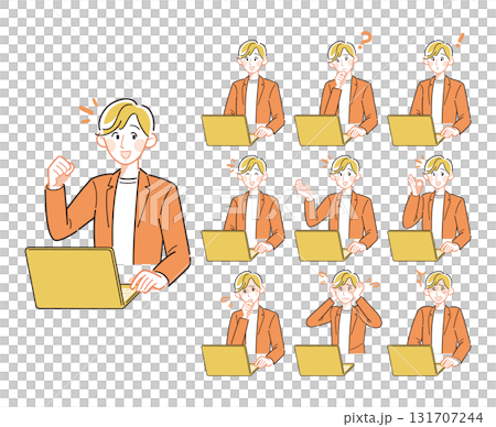 シンプルなフリーランスの若い男性の10パターンセット 131707244