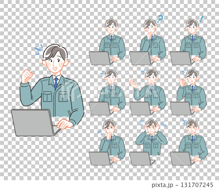 若いスーツ姿の若い男性会社員の10パターンセット 若いスーツ姿の若い男性会社員の10パターンセット 131707245