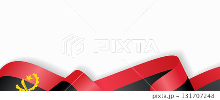 Angolan flag stylized wavy ribbon abstract background. Vector illustration. 131707248