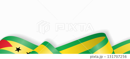 Sao Tome and Principe flag stylized wavy ribbon abstract background. Vector illustration. Sao Tome and Principe flag stylized wavy ribbon abstract background. Vector illustration. 131707256