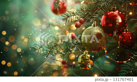 Christmas decoration on background. Merry Christmas and happy New Year background 131707401