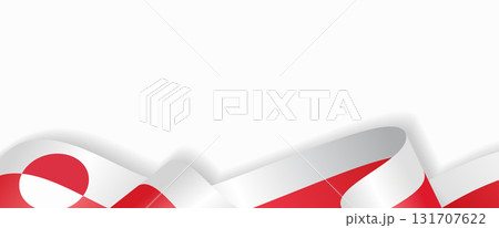 Greenland flag stylized wavy ribbon abstract background. Vector illustration. 131707622