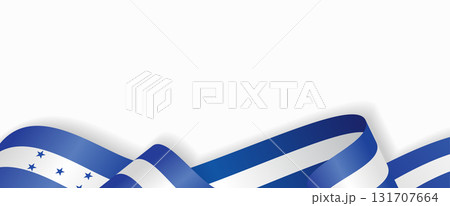 Honduras flag stylized wavy ribbon abstract background. Vector illustration. 131707664