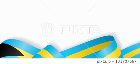 Bahamian flag stylized wavy ribbon abstract background. Vector illustration. 131707667
