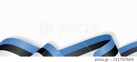 Estonian flag stylized wavy ribbon abstract background. Vector illustration. 131707669