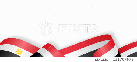 Egyptian flag stylized wavy ribbon abstract background. Vector illustration. Egyptian flag stylized wavy ribbon abstract background. Vector illustration. 131707675