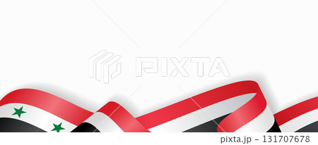 Syrian flag stylized wavy ribbon abstract background. Vector illustration. 131707678