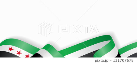 Syrian flag stylized wavy ribbon abstract background. Vector illustration. 131707679
