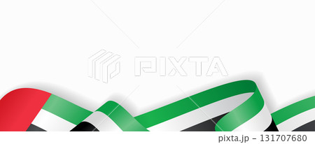 United Arab Emirates flag stylized wavy ribbon abstract background. Vector illustration. United Arab Emirates flag stylized wavy ribbon abstract background. Vector illustration. 131707680