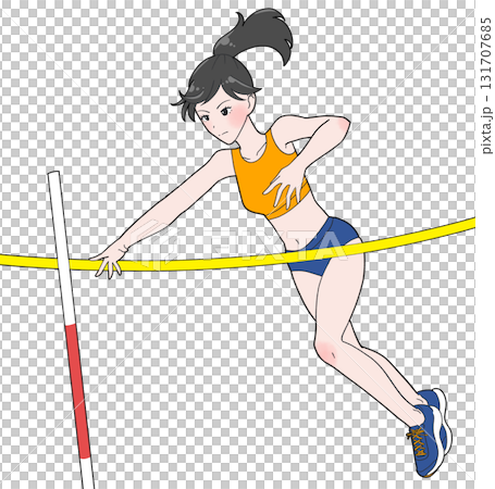 一個女孩撐竿跳的插圖 一個女孩撐竿跳的插圖 131707685