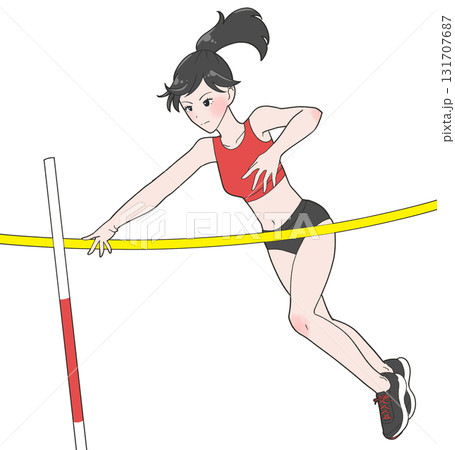 棒高跳びをする女子のイラスト 棒高跳びをする女子のイラスト 131707687