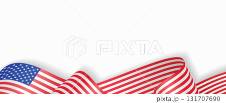 American flag stylized wavy ribbon abstract background. Vector illustration. 131707690