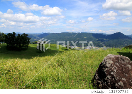 大分県玖珠町 伐株山山頂の緑の草原 爽やかな風景 大分県玖珠町 伐株山山頂の緑の草原 爽やかな風景 131707785