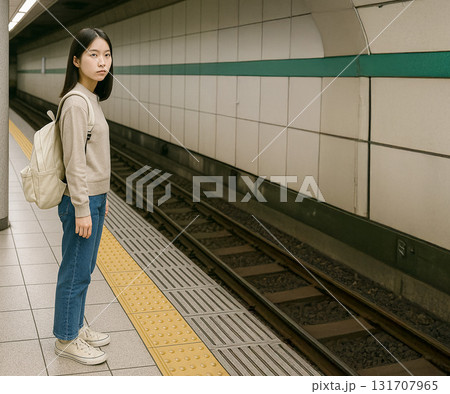 通勤通学シーン 静かな朝のホーム 通勤通学シーン 静かな朝のホーム 131707965