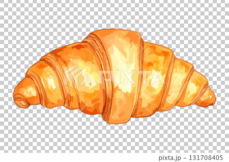 Watercolor illustration of a croissant - AI generation 131708405