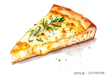 ピザパンの水彩風イラスト　生成AI 131708799