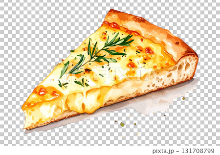 ピザパンの水彩風イラスト　生成AI 131708799