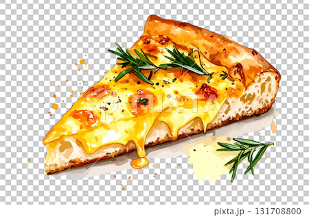 AI-generated watercolor illustration of pizza bread 131708800