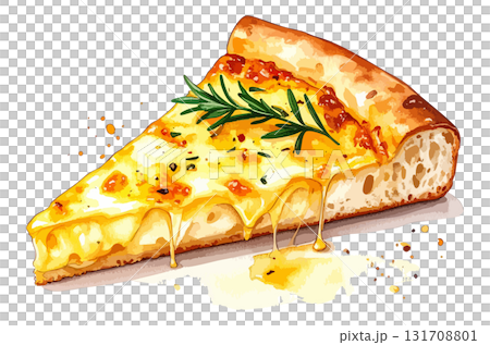 AI-generated watercolor illustration of pizza bread 131708801