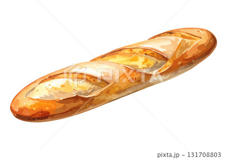 バゲットの水彩風イラスト　生成AI 131708803