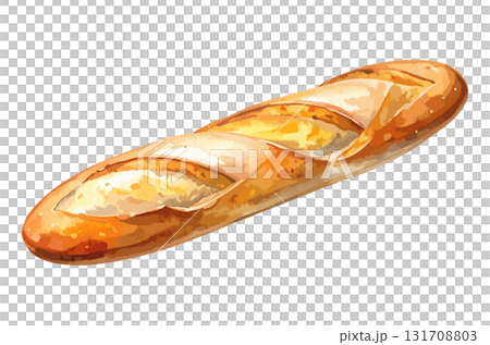 バゲットの水彩風イラスト　生成AI 131708803